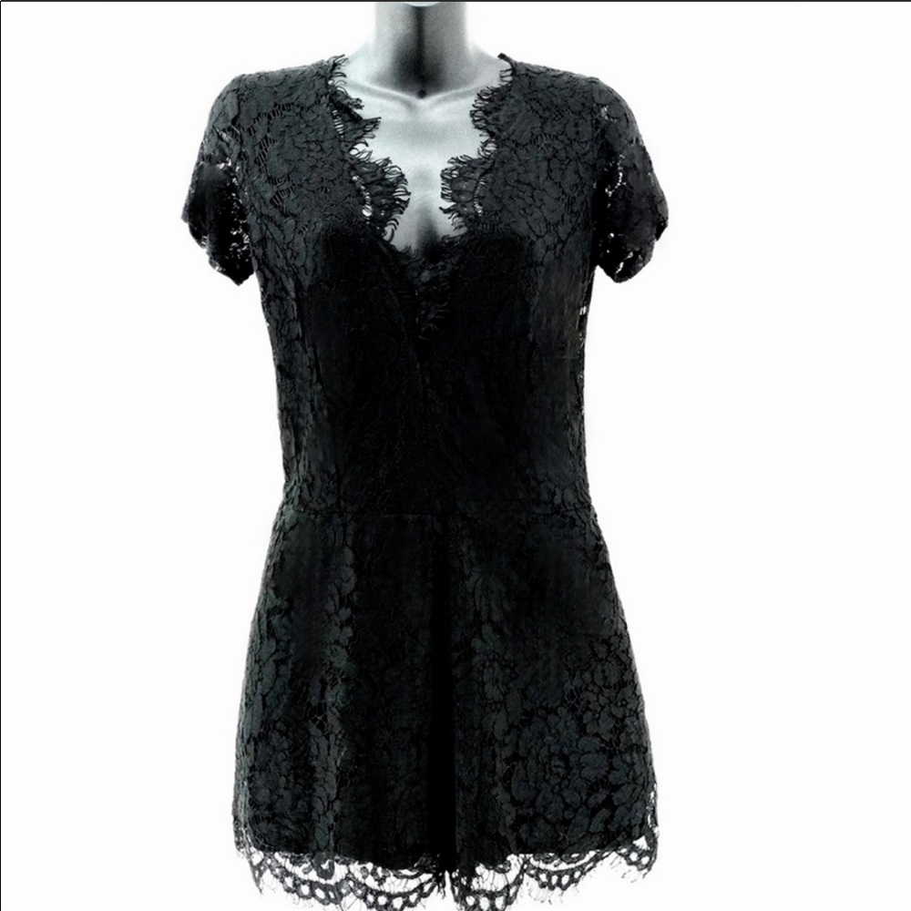 Karina Grimaldi Black Lace Romper Sz S
